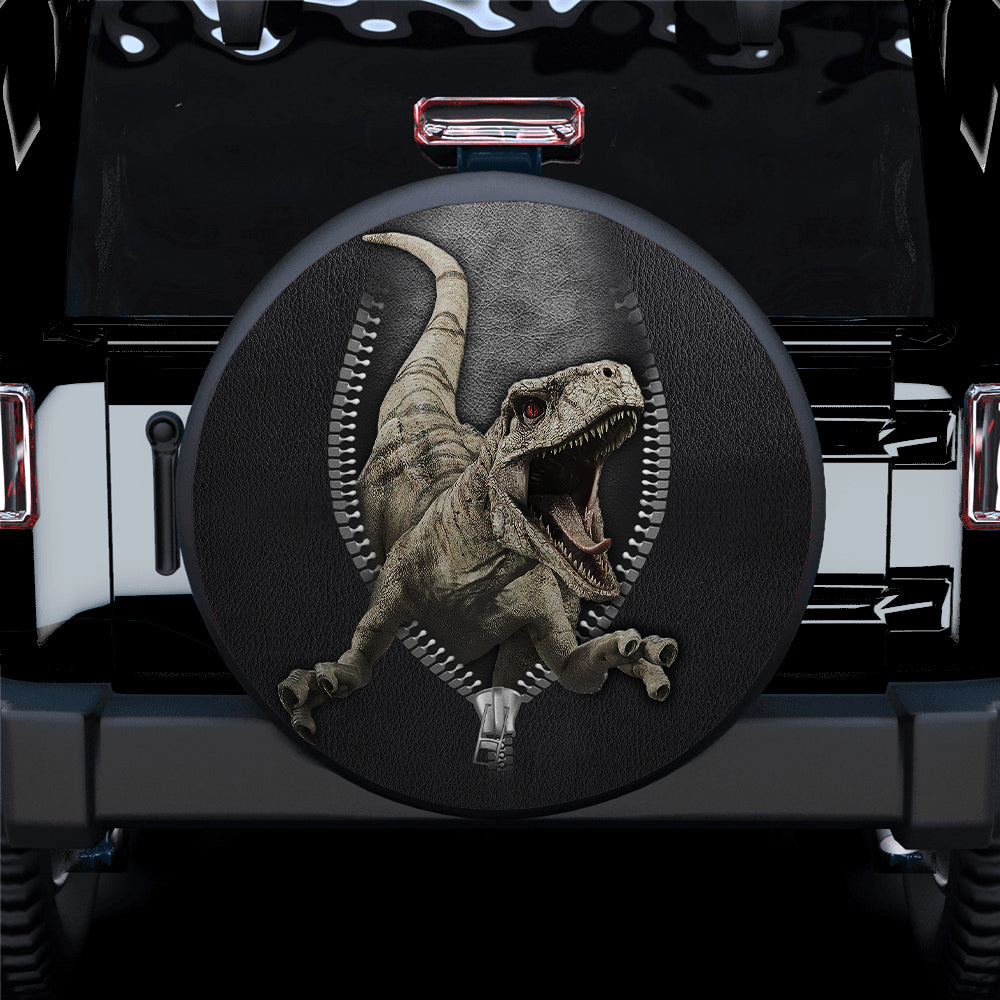 Velociraptor Angry 3D Dinosaur Jurassic World Zipper Car Spare Tire Covers Gift For Campers