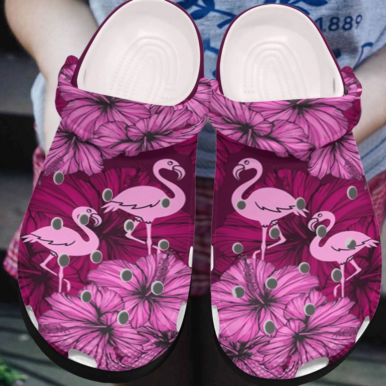 Flamingo Personalized Clog, Custom Name, Text, Color, Number Fashion Style For Women, Men, Kid, Print 3D Pink Floral Flamingos