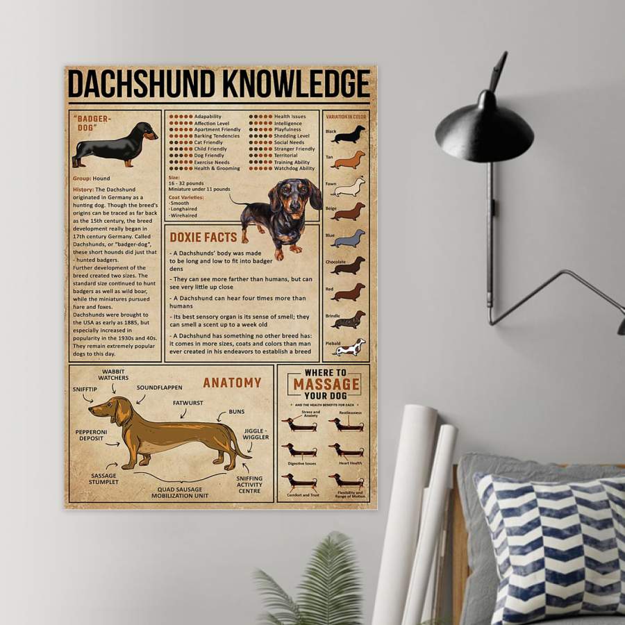 Knowledge Dachshund Wiener Dog Poster Giving  Dachshund Wiener Lovers