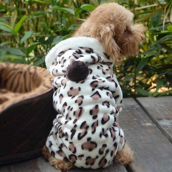 Soft Pet Dog Clothes Jumpsuit For Dog Puppy Cat Winter Warm Clothes Fleece Leopard Print Costume Coat Jumpsuit Hoodies Cheap alx