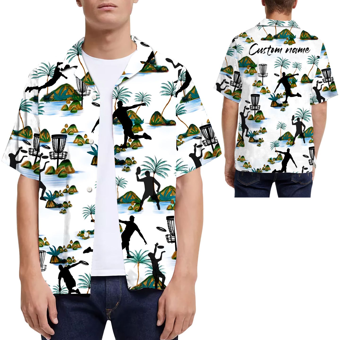 Disc Golf Tropical Coconut Tree Custom Name Hawaii Shirt For Men Sport Lovers Ha98739