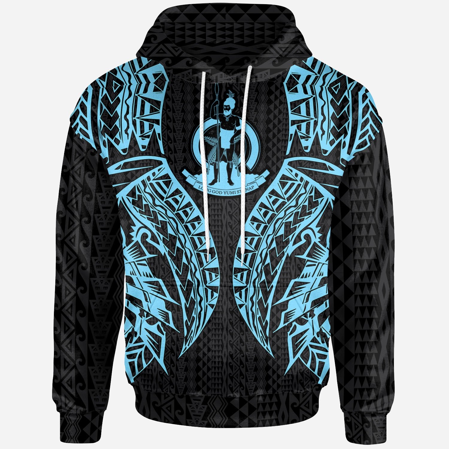 Vanuatu Hoodie – Polynesian Lion Head Neon Style