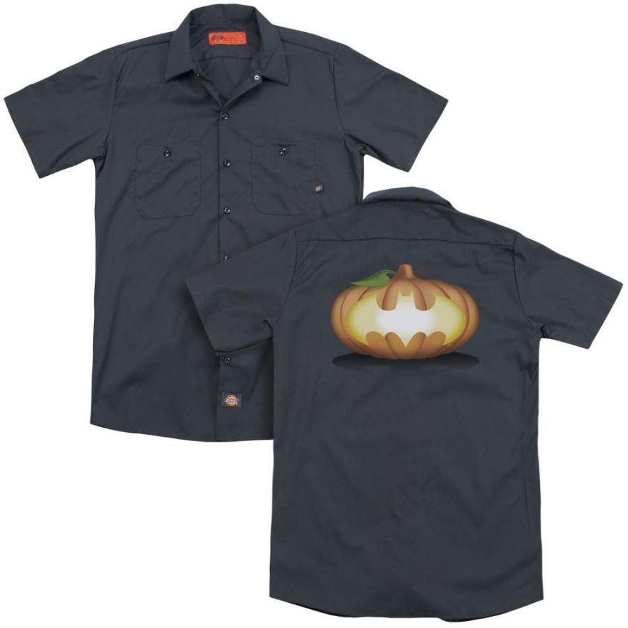 Batman – Bat Pumpkin Logo (Back Print) Adult Work Shirt