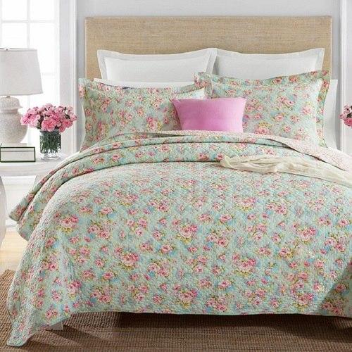 Floral Quality Quilt Set 3PCS Cotton Quilts Quilted Bedspread Cover Bed Sheets Pillowcase Blanket Coverlet KING Size
