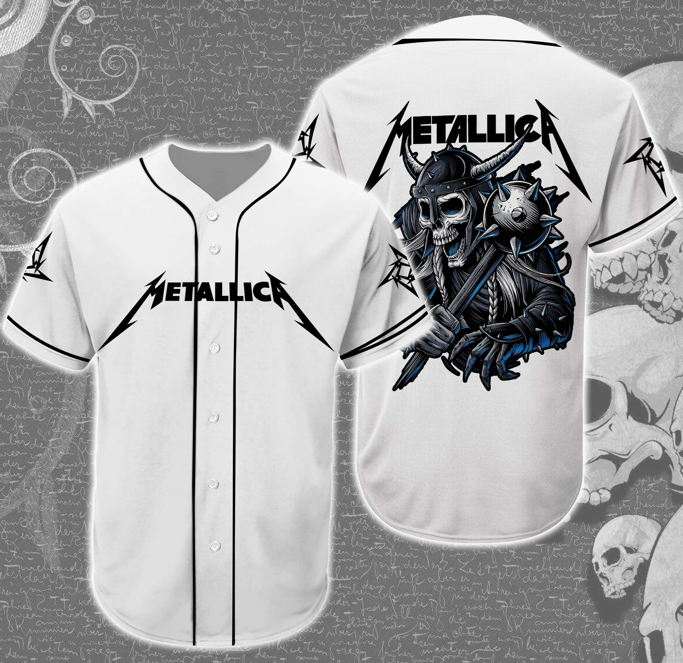Band Metallica Skull Baseball Tee Jersey Shirt Unisex Men Women – Fit ...