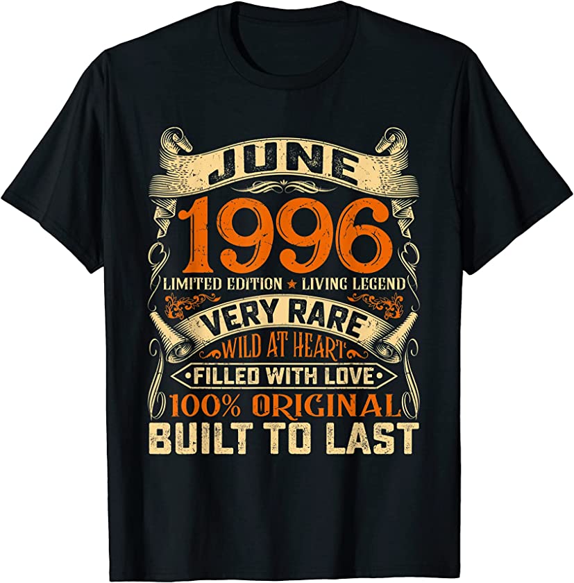 Vintage June 1996 Distressed 25th Birthday Outfit 25 Yrs Old T-Shirt