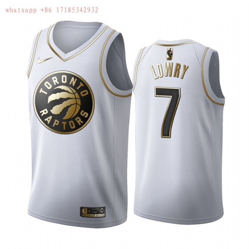 Toronto Raptors Kyle Lowry #7 NBA New Arrival Golden Brandedition White Jersey