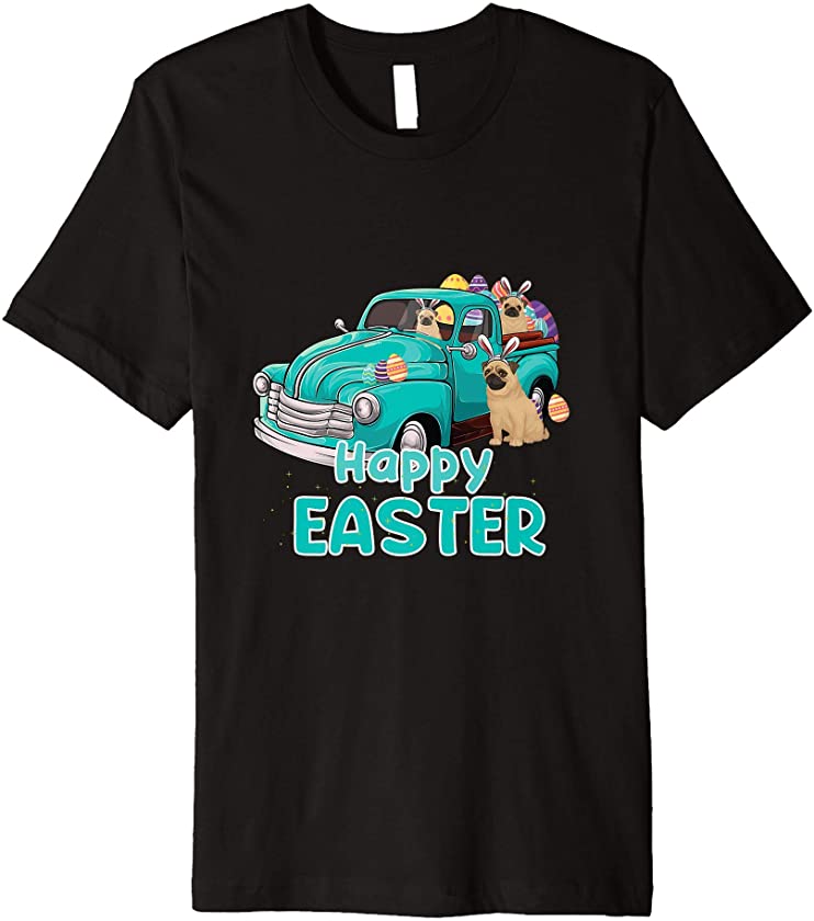 Bunny PUG happy easter day truck dog for men women kids Premium T-Shirt