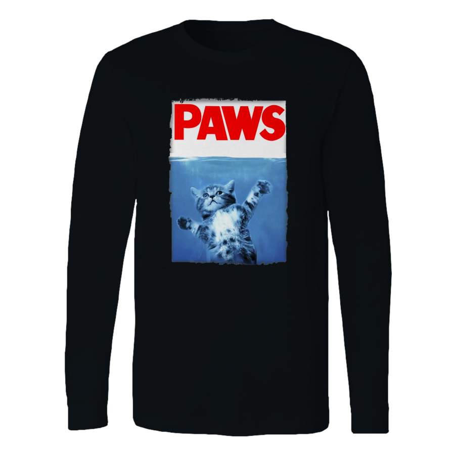 Paws Jaws Movie Kitten Kitty Cat Long Sleeve T-Shirt Tee