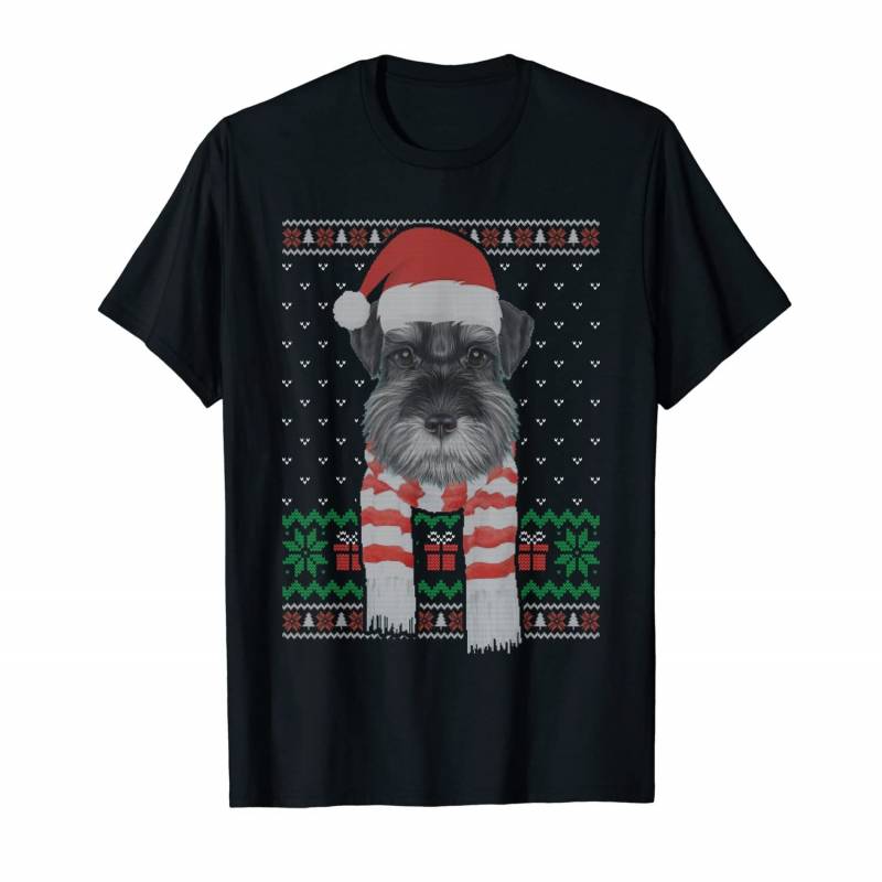 Schnauzer Ugly Christmas Sweater Dog Funny Matching Xmas T-shirt