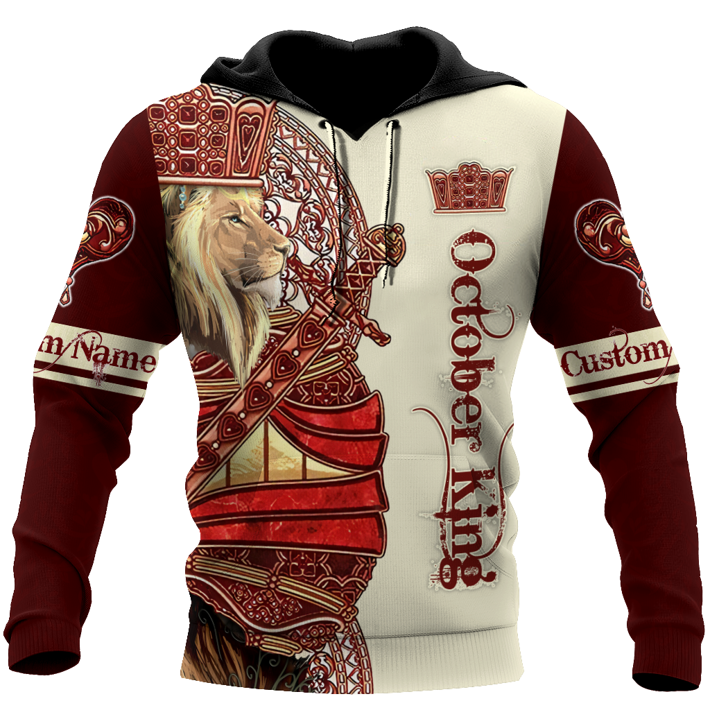 Custom Name October King Lion  3D All Over Printed Unisex Shirts