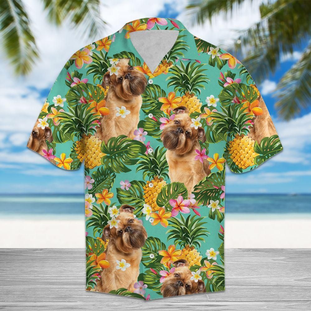 Tropical Pineapple Griffon Bruxellois Aloha Hawaiian Shirt Colorful Short Sleeve Summer Beach Casual Shirt For Men And Women