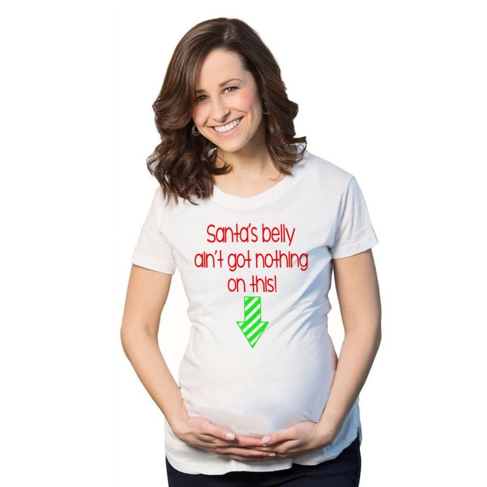 Santa S Belly Aint Got Pregnancy Christmas Shirt, Christmas Gift For Pregnant Ladies