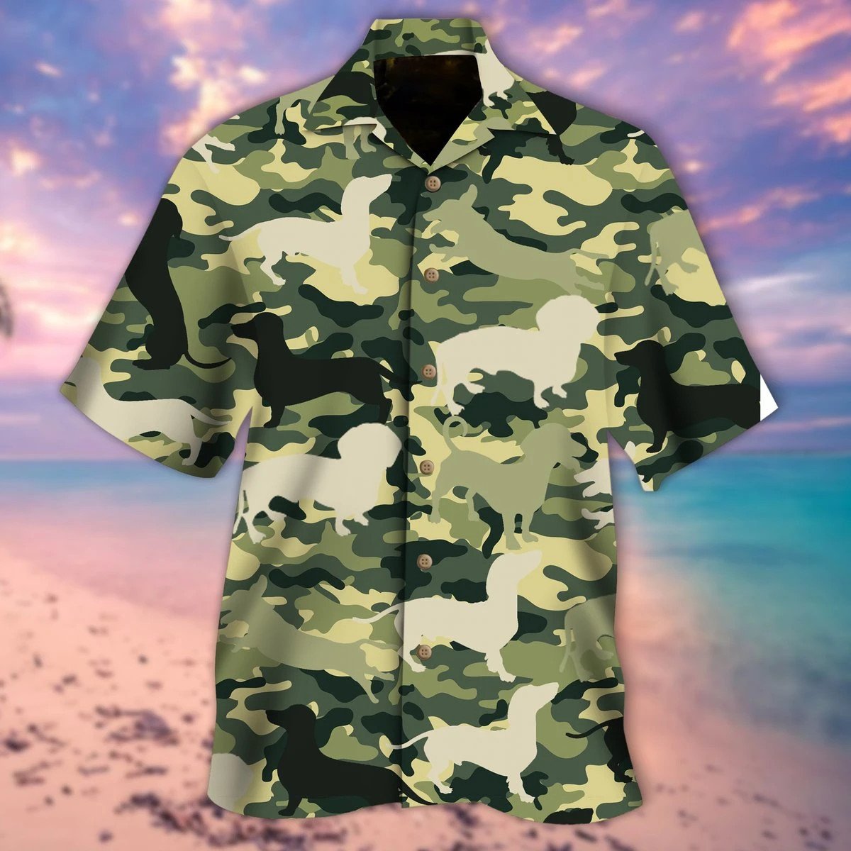 Dachshund Camo Hawaii Shirt Unisex Adult Ha62025