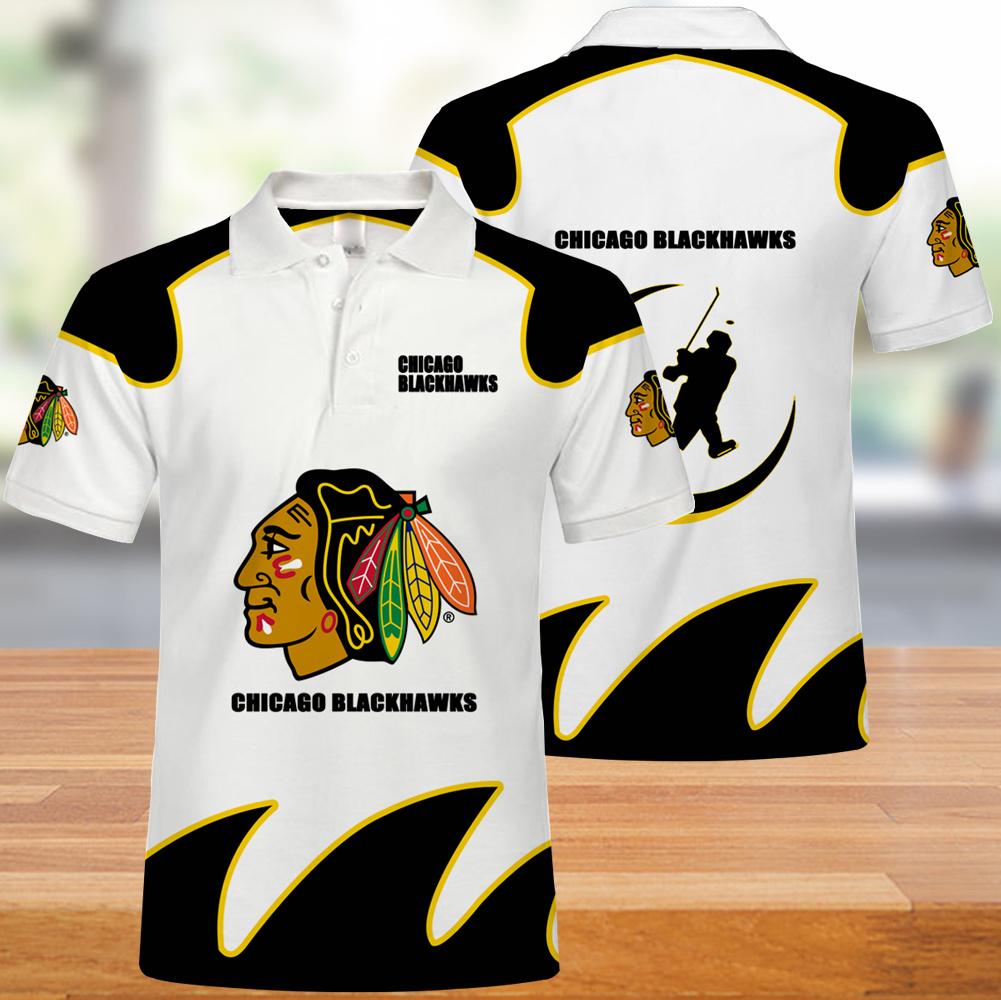 Chicago Blackhawks Button Up Polo Shirt