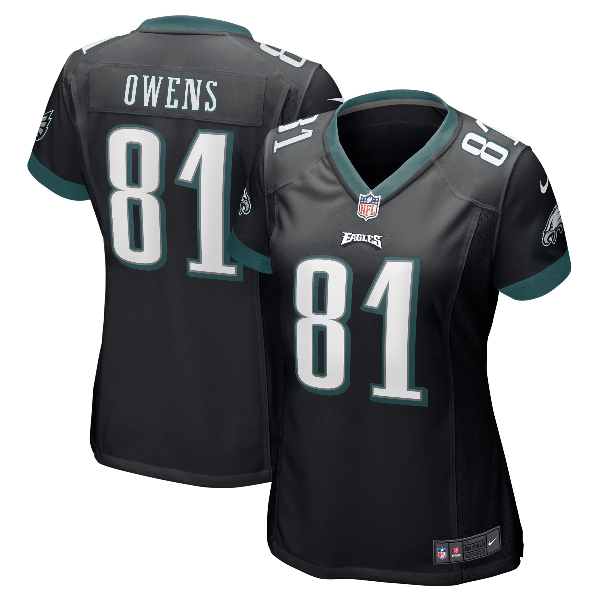 Women’s Philadelphia Eagles Terrell Owens Black Retired Player Jersey