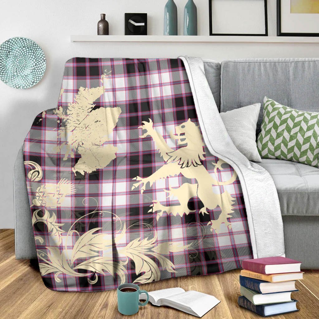 Tartan Blanket Macpherson Hunting Modern Tartan Scotland Lion Thistle Map Plaid Blanket