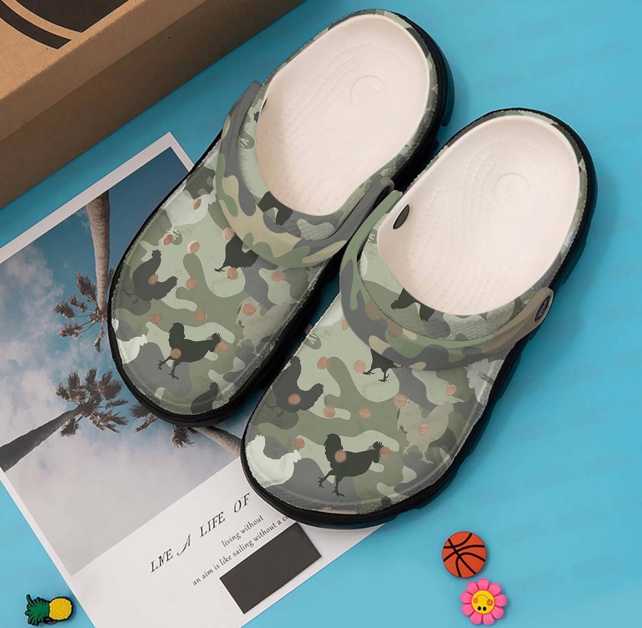 Chicken Personalized Clog, Custom Name, Text, Color, Number Fashion Style For Women, Men, Kid, Print 3D Camouflage Chicken