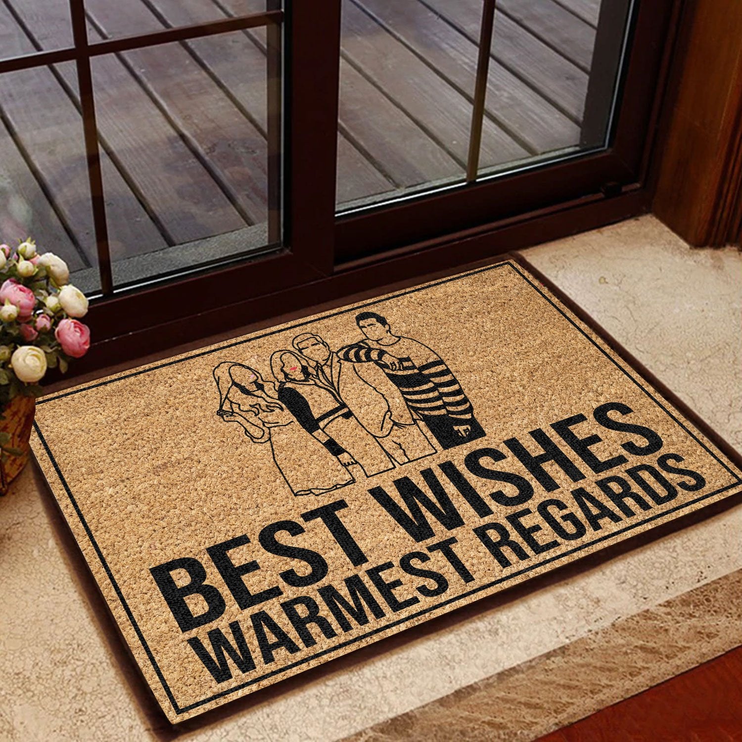 Best Wishes Coir Pattern All Over Printing Doormat Pre2249