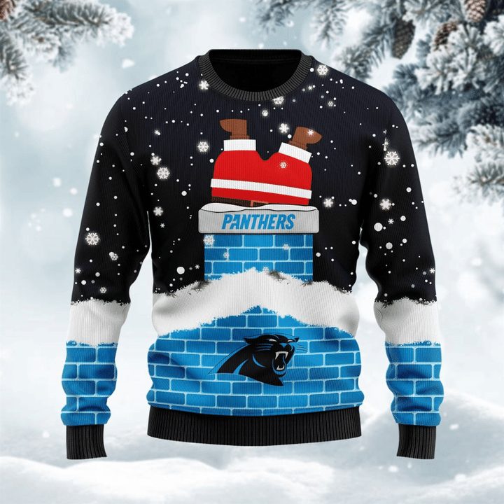 Carolina Panthers Blue Black Gift For Fan Ugly Wool Sweater Christmas V2