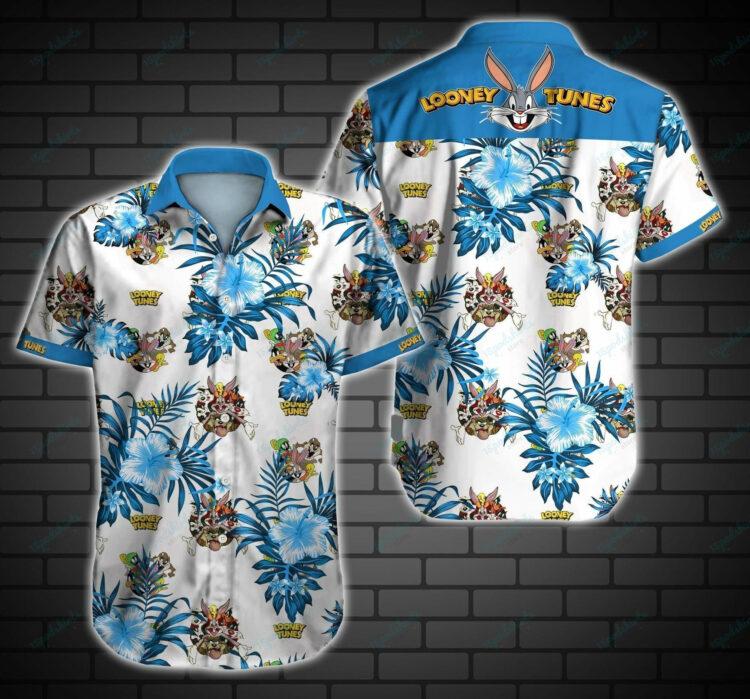 Looney Tunes Bugs Bunny Hawaiian Graphic Print Short Sleeve Hawaiian Casual Shirt 165