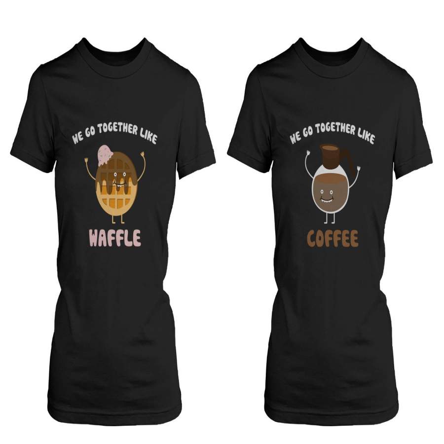 We Go Together Like Waffle and Coffee Friendship T-Shirts BFF Matching Women’s Tees