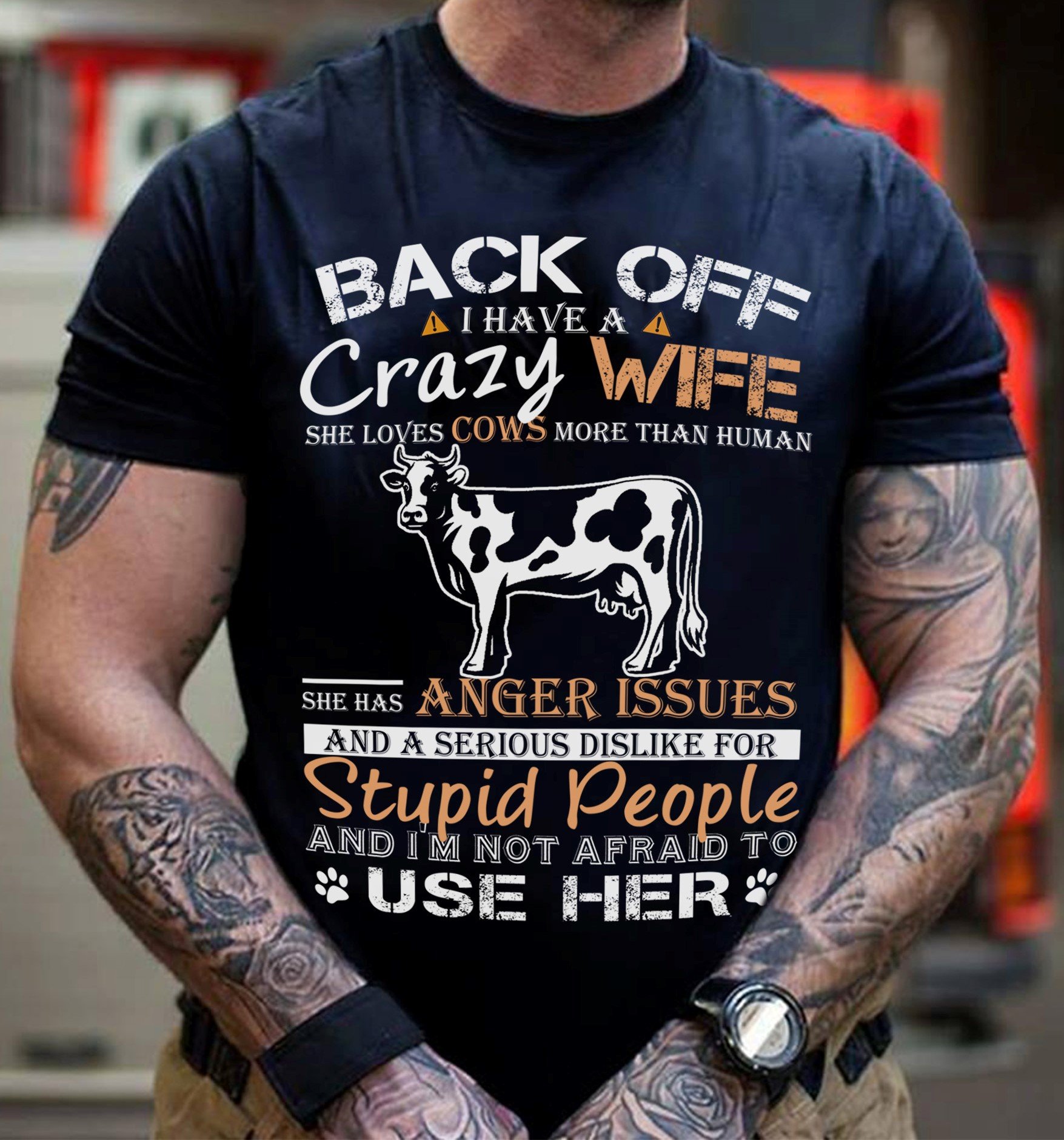 I Have A Crazy Wife She Loves Cows More Than Human Funny Wife Husband Standard/Premium T-Shirt Hoodie