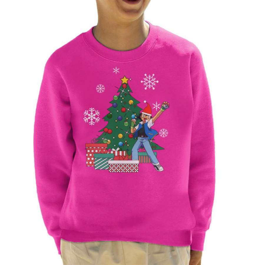 Ash Ketchum Around The Christmas Tree Kid's Sweatshirt ...