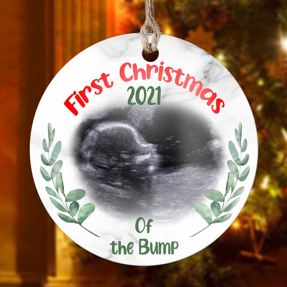 Personalized First Christmas Of The Bump Ornament Christmas Gift For Expecting Parents