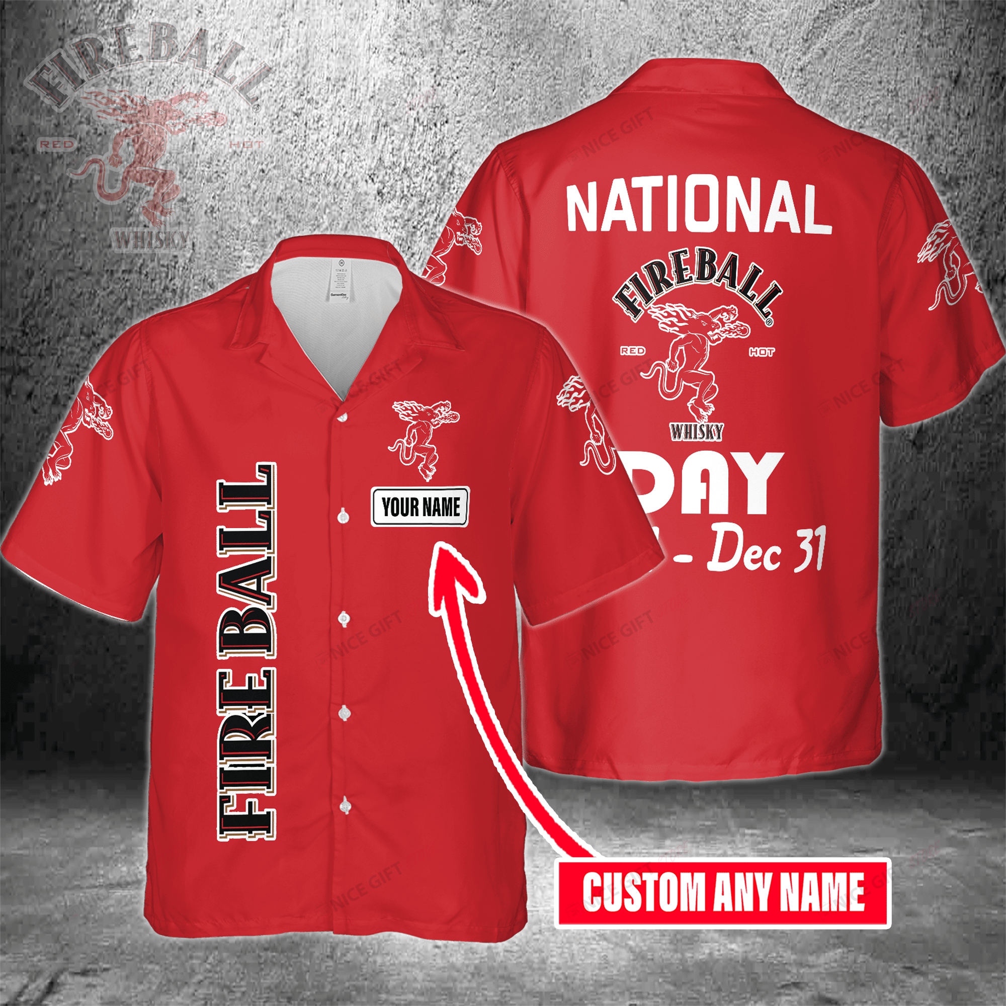 National Fireball Cinnamon Whisky Day Jan 1 – Dec 31 Custom Name Hawaiian Shirt 3Hs-R2F6