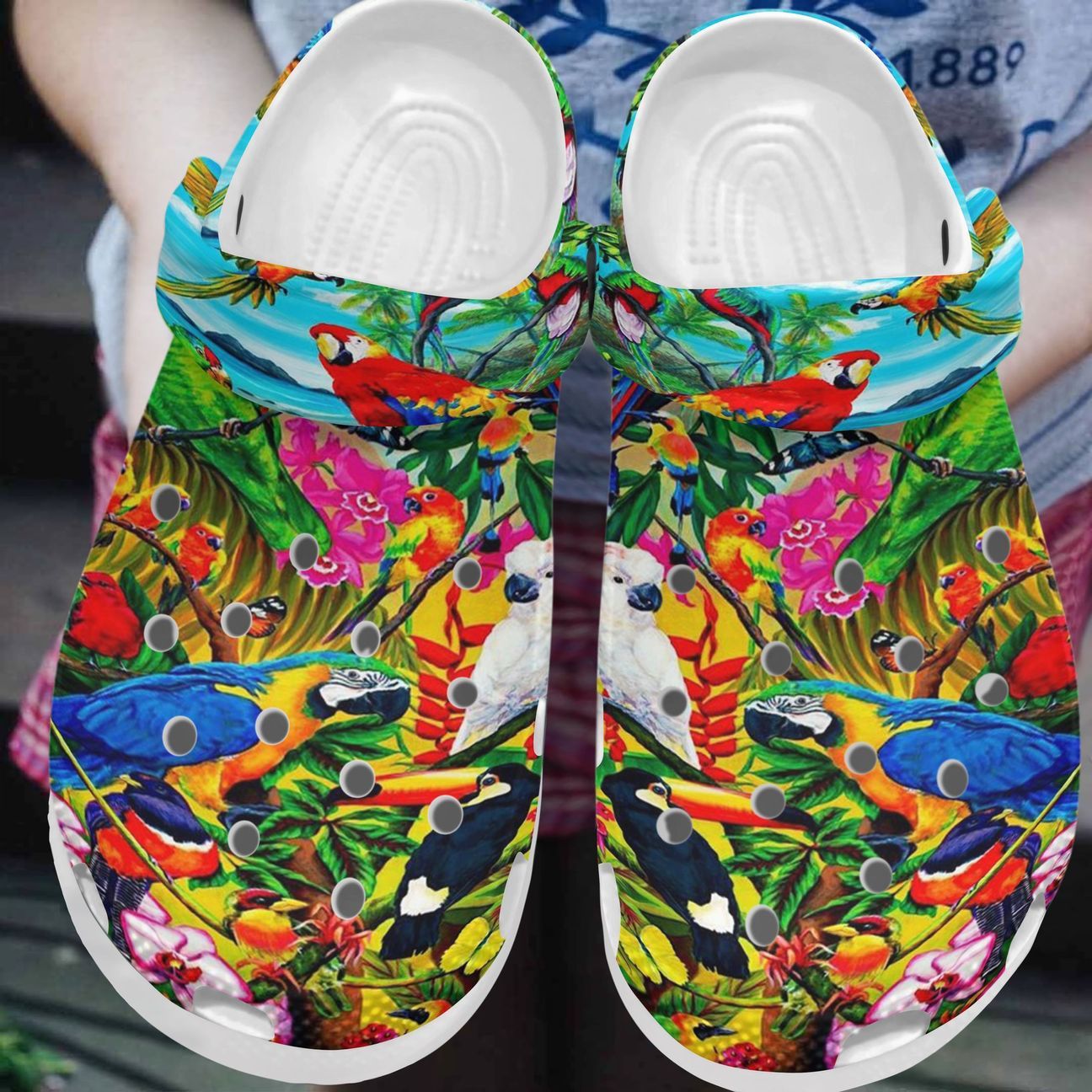 Parrot Personalized Clog, Custom Name, Text, Color, Number Fashion Style For Women, Men, Kid, Print 3D Loving Parrots