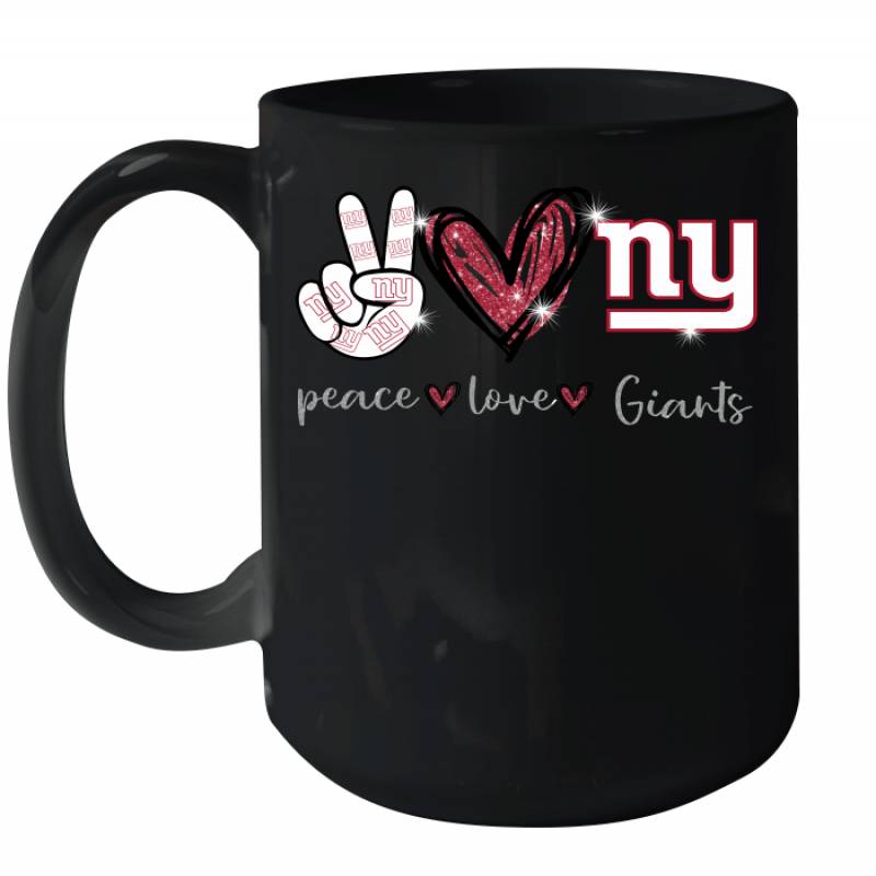 Peace Love Giants gift for New York Giants Fans Ceramic Mug 15oz