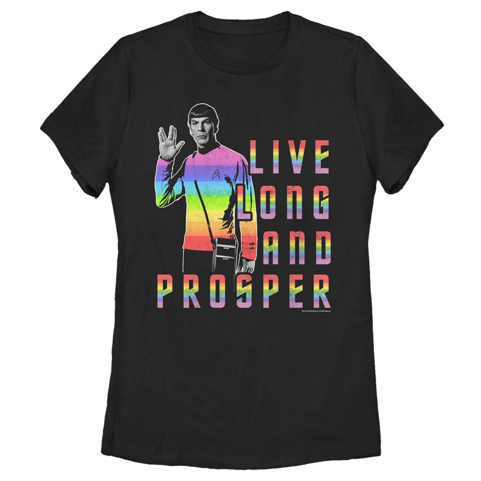 Women’S Star Trek: The Original Series Groovy Rainbow Spock Live Long And Prosper T-Shirt