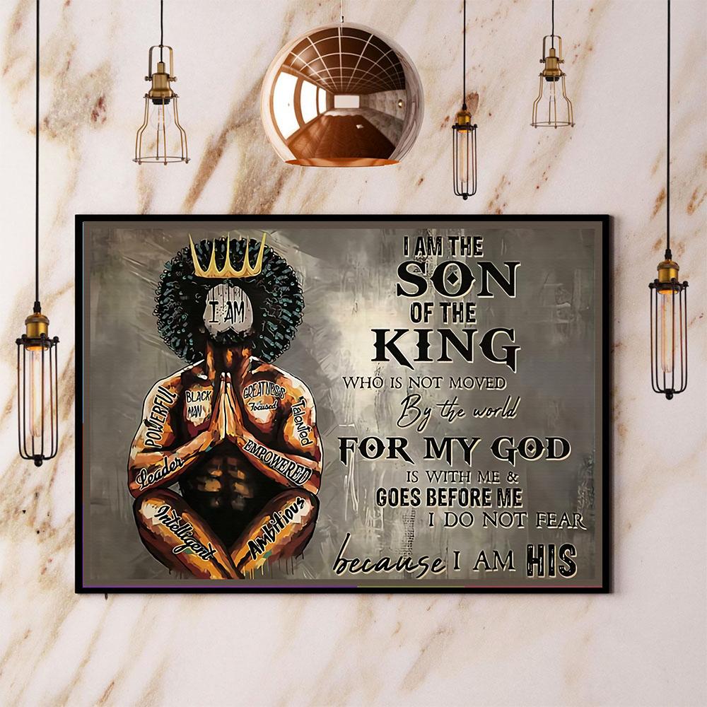 Black King I Am The Son Of The King Canvas Poster Wall Art