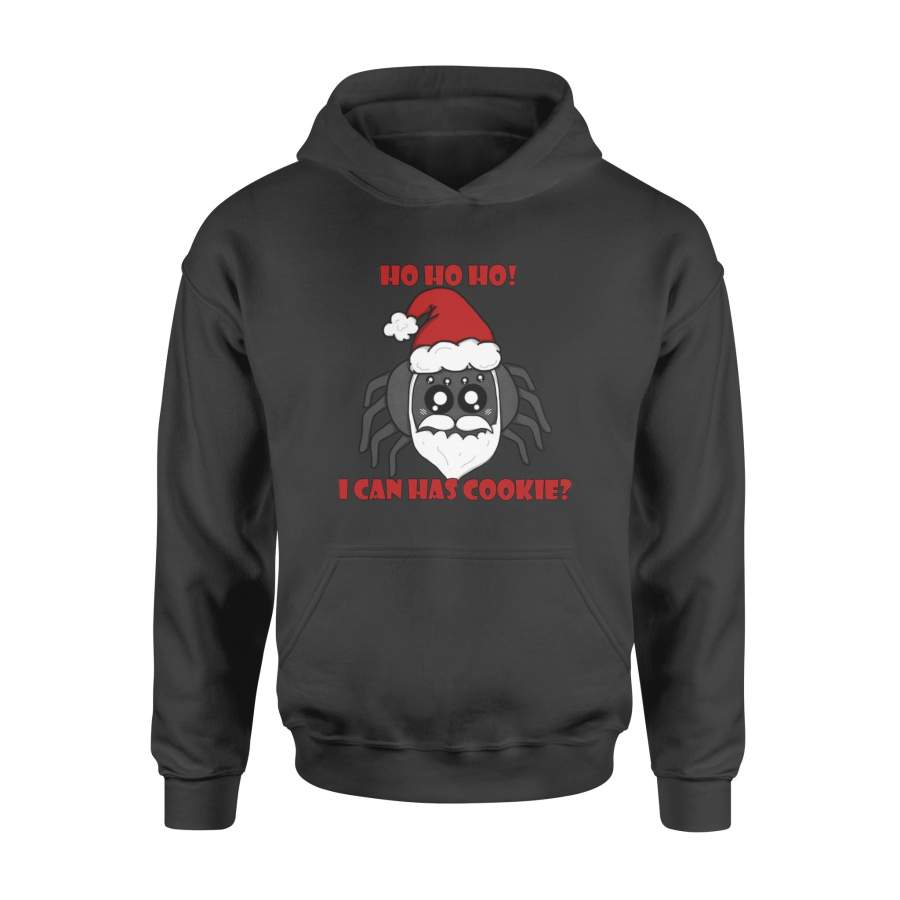 Christmas Gift Idea A Spider Has White Beard And Santa Hat Say I Can Has Cookies – Standard Hoodie