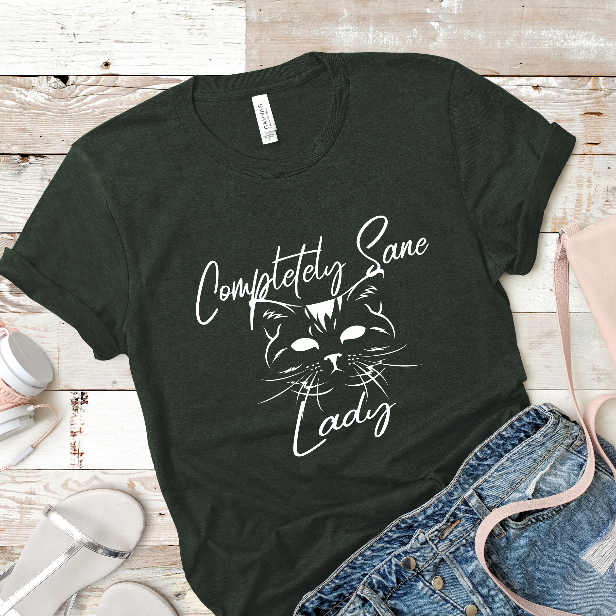 Completely Sane Lady Funny Crazy Cat Mom Shirt Gift