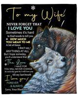 To My Wife Never Forget That I Love You Husband Wolves Wife Blanket Gift For Wife From Husband,Couple,Birthday Gift Family Gift Home Decor Bedding Couch Sofa Soft And Comfy Cozy