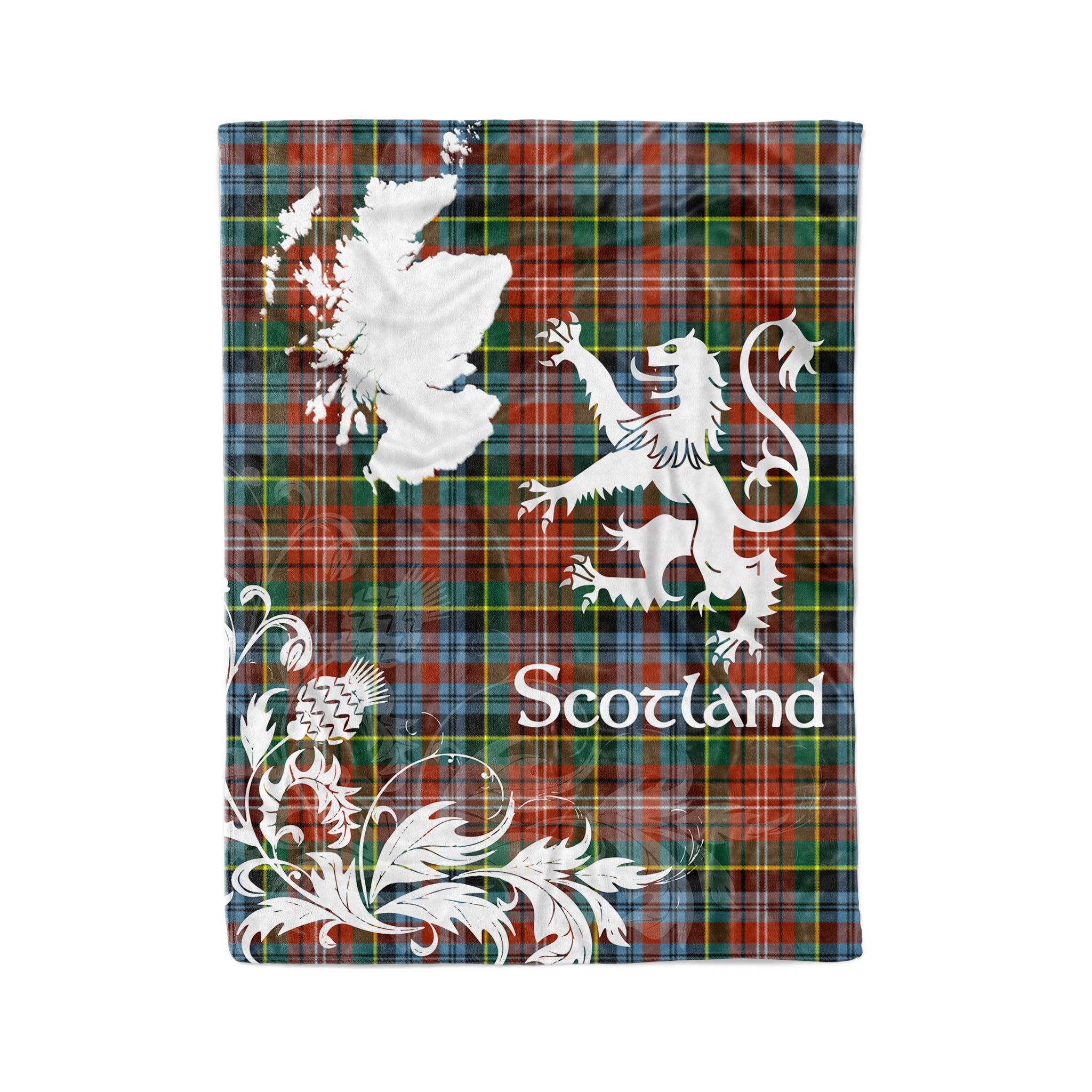 Tartan Plaid Fleece Blanket Tartan Blanket Thistle And Lion Scottish Clan Caledonia Plaid Blanket