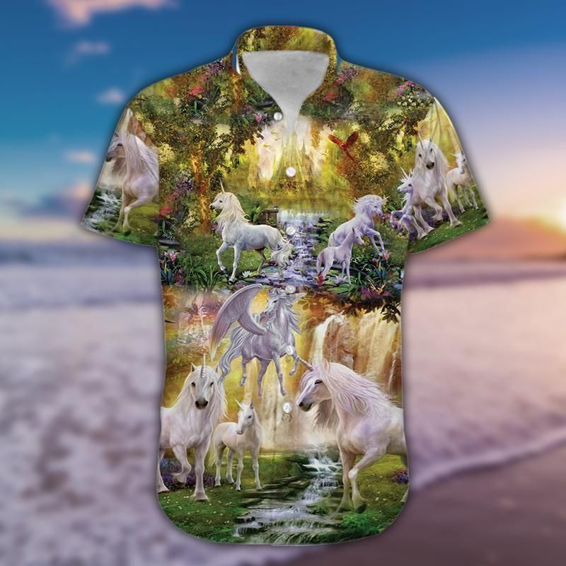 Unicorn In Fairytale Aloha Hawaiian Shirt Colorful Short Sleeve Summer Beach Casual Shirt For Men And Women