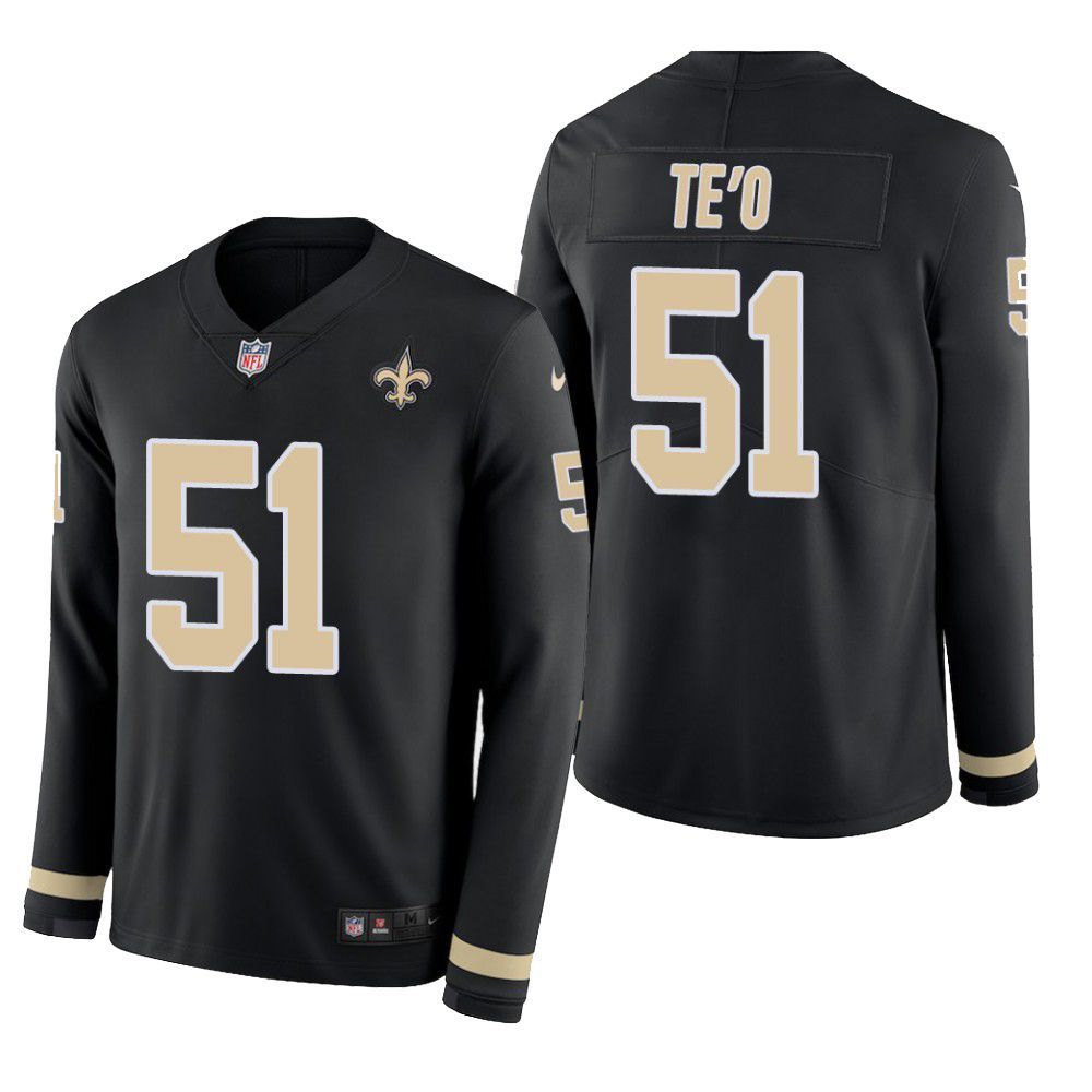 New Orleans Saints Manti Teo Therma Long Sleeve Mens Jersey Black