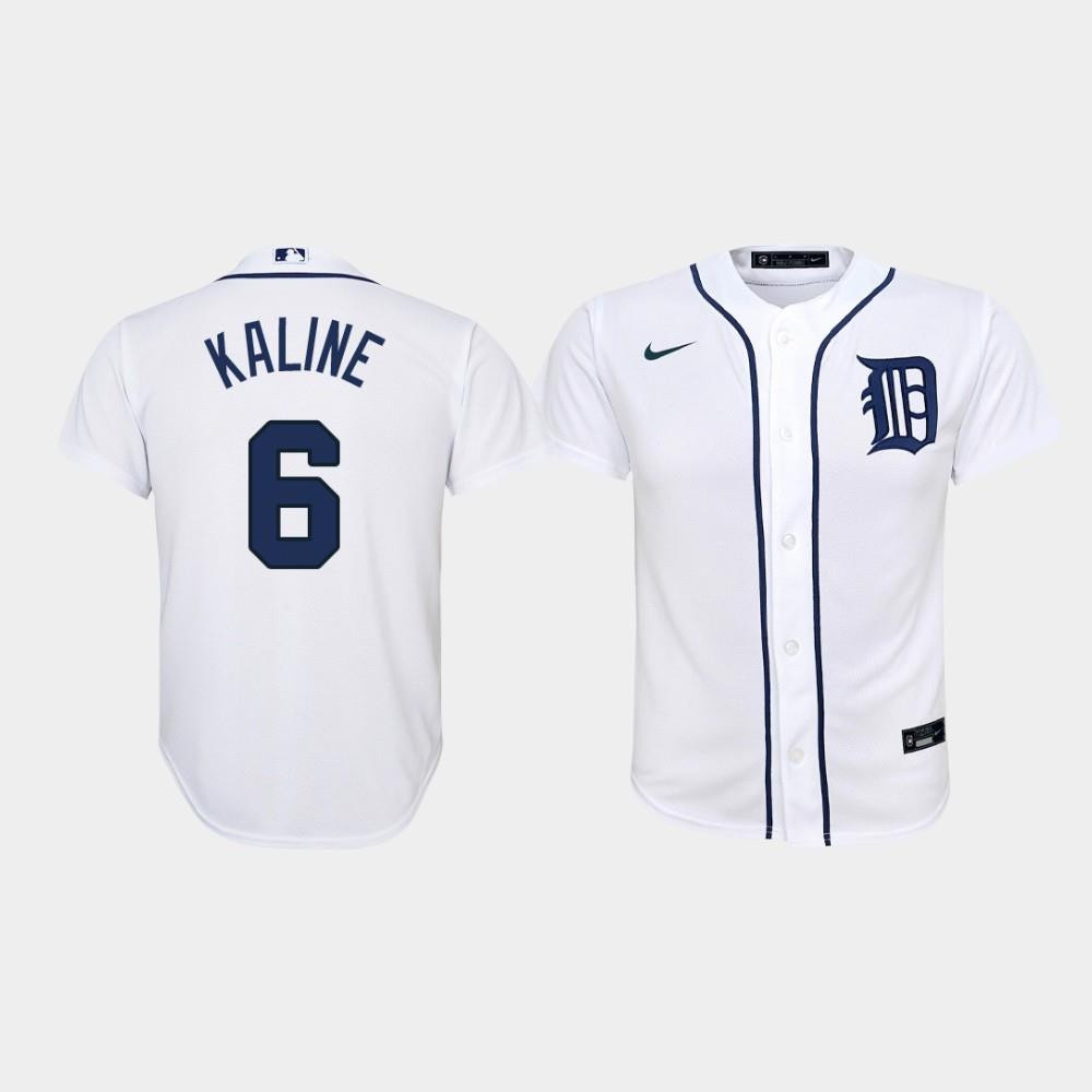 Youth Detroit Tigers 6 Al Kaline Home White Jersey