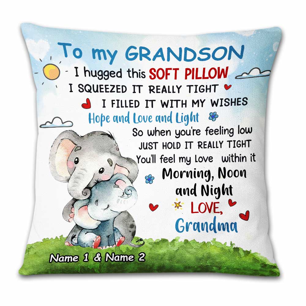 Personalized Mom Grandma To My Son Grandson Elephant Pillow Db151 30O23