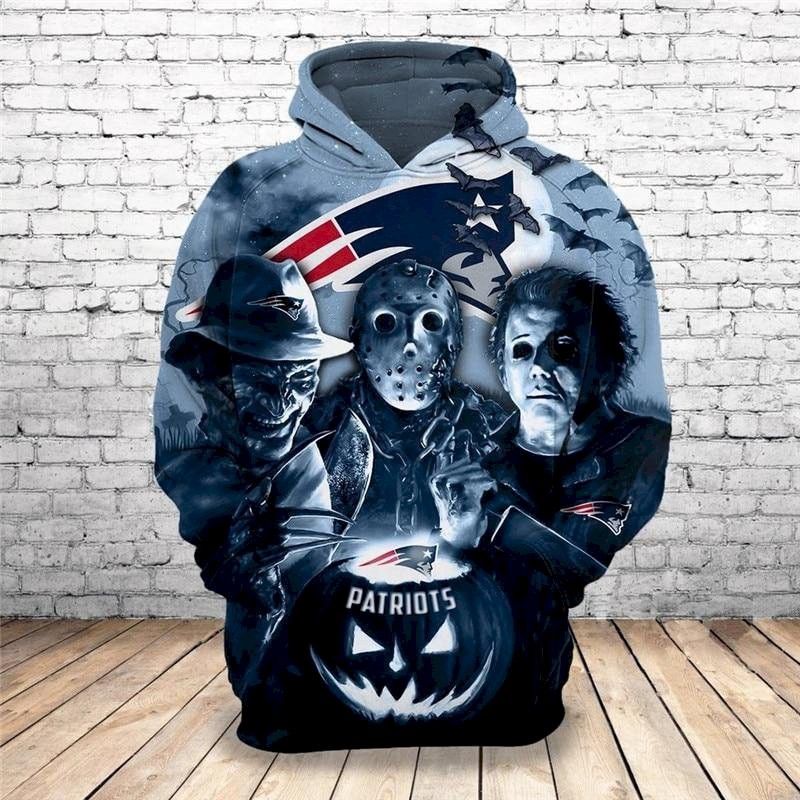 New England Patriots Hoodies 3D Halloween Horror Night Sweatshirt Pull