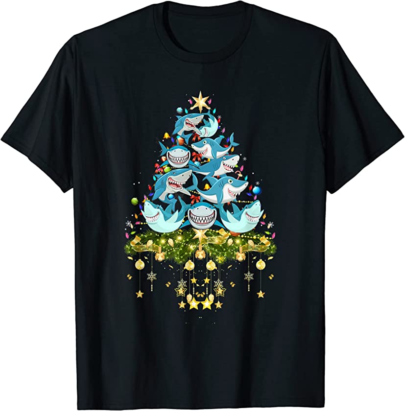 Shark Christmas Tree Lights Holiday Shark Xmas T-Shirt