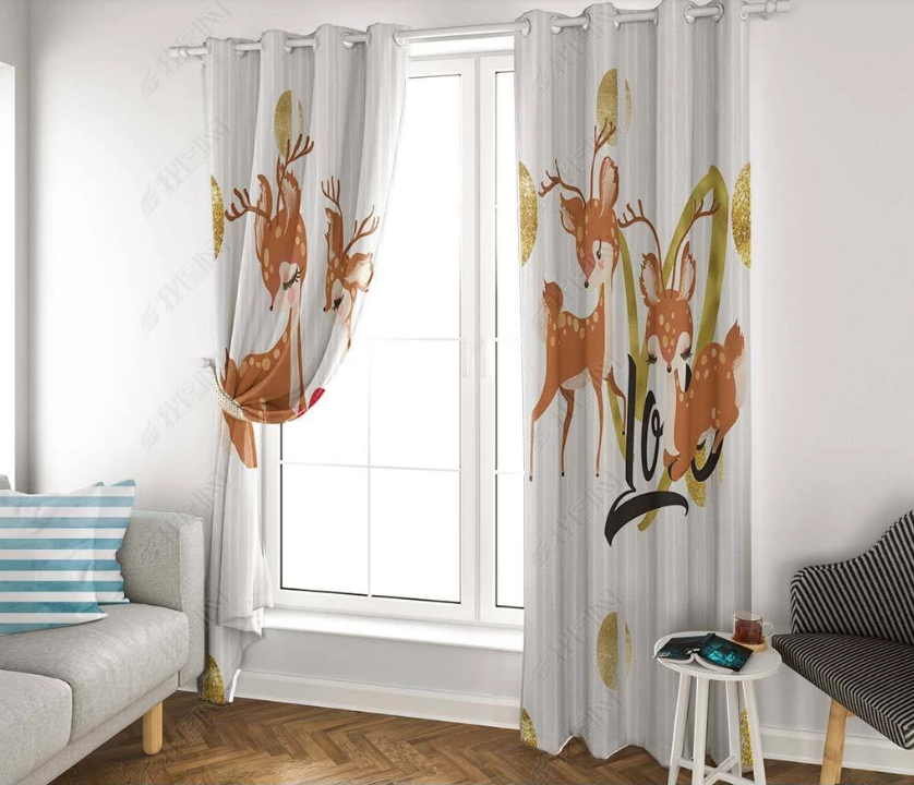 3D Hand Drawn Animal Elk Curtains And Drapes Lqh 208