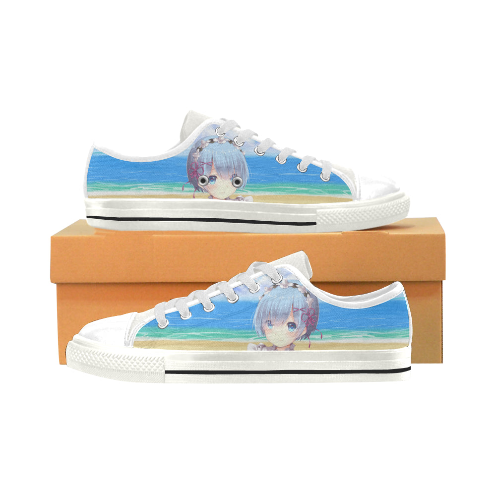 Rem Waifu White Low Top Canvas Shoes for Kid