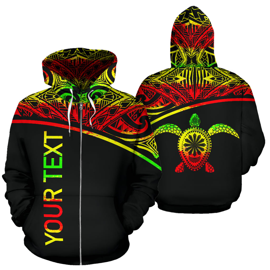 Turtle All Over Custom Personalised Zip-Up Hoodie – Polynesian Reggae Curve Style – BN09