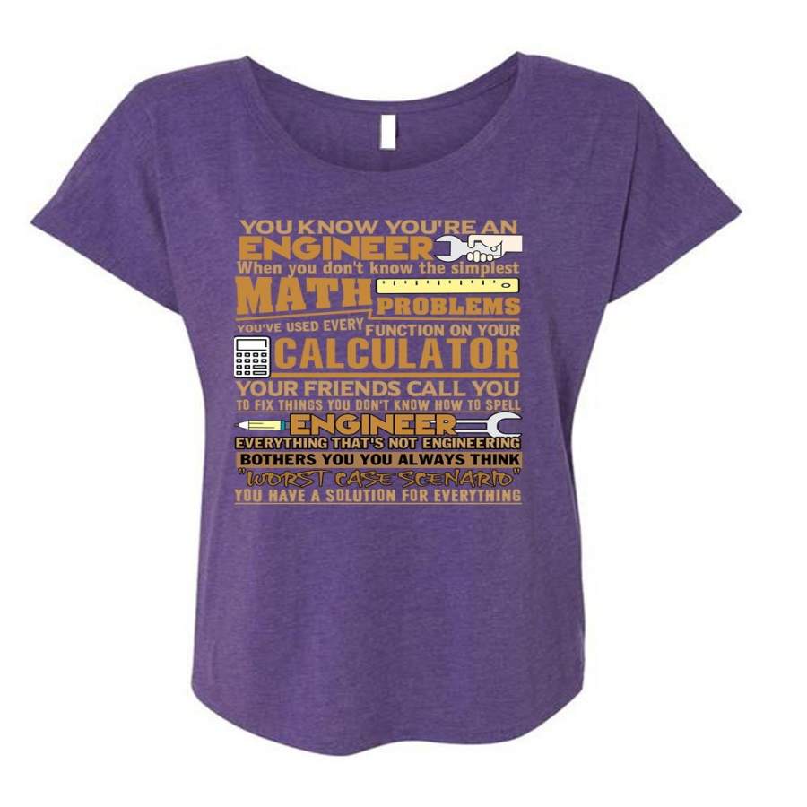 You Know You’re An Engineer T Shirt, Being An Engineer T Shirt, Cool Shirt (Ladies’ Triblend Dolman Sleeve)