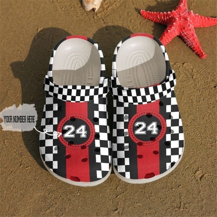 Racing Personalized Checkered Flag Sku 2007 Clogs Clog Shoes