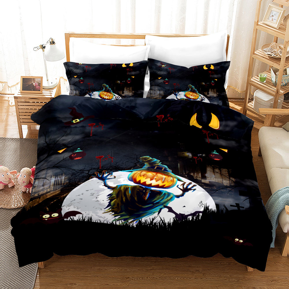 3D Halloween Pumpkin Demon Ghost Quilt Cover Set Bedding Set Duvet Cover Pillowcases Wj 4546